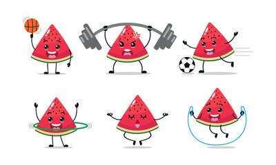 Slice Watermelon Exercise With Different Sport Activity