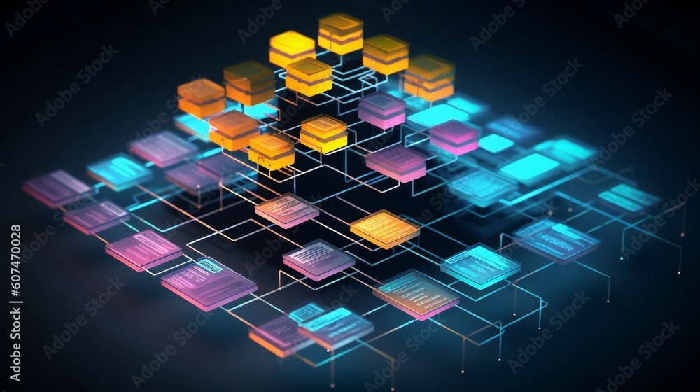 Aufkleber network and internet communication technology concept, data center structure, server racks with tele
