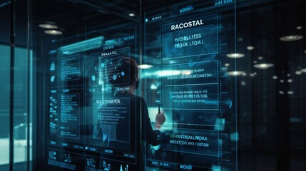 Network and internet communication technology concept, data center structure, server racks with telecommunication equipment. AI Generative.