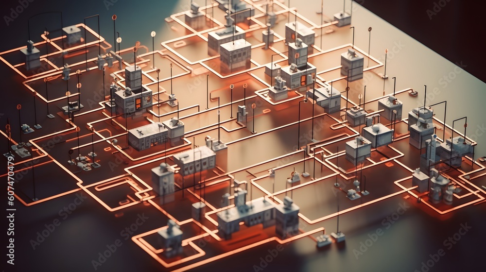 Poster network and internet communication technology concept, data center structure, server racks with tele