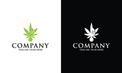 Cannabis with head people logo design.