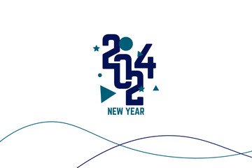2024 typography logo design, New year number logo design template.