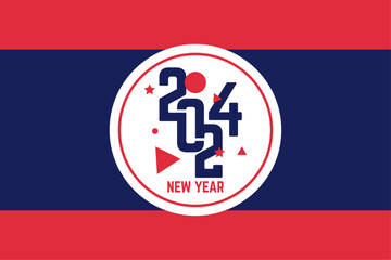 2024 typography logo design, New year number logo design template.