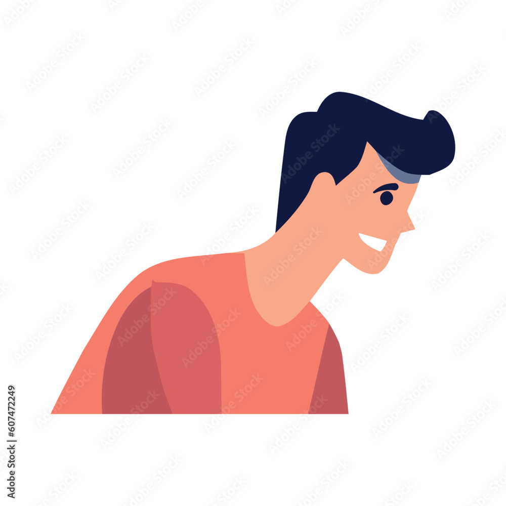 Poster smiling man with modern hairstyle