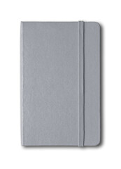 Grey closed notebook isolated on white