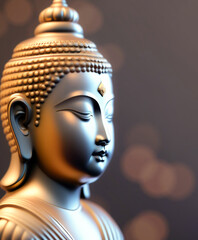 Realistic Buddha statue greeting Happy Vesak Day
