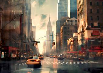 New york city daylight traffic in the city