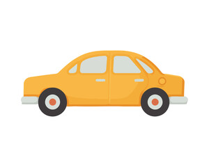 Fototapeta premium Yellow car driving on flat road