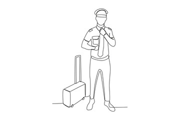 A pilot smoothed his tie. Airport activity one-line drawing