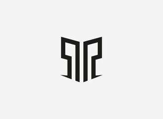 Abstract Initial Letter R Logo. Geometric Line Shapes Letter RR Isolated on Grey Background. Suitable For Business and Branding Logos. Flat Design Vector Template Elements