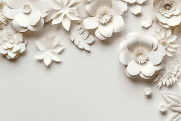 Illustration of Paper Flowers on Solid Background. generative ai