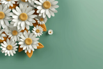 Illustration of Paper Flowers on Solid Background. generative ai