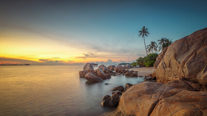 Wonderful sunset panorama at Bintan Island - 607476828