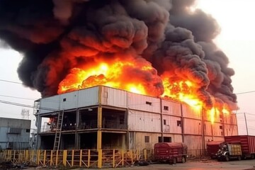 Building on fire, AI Generated
