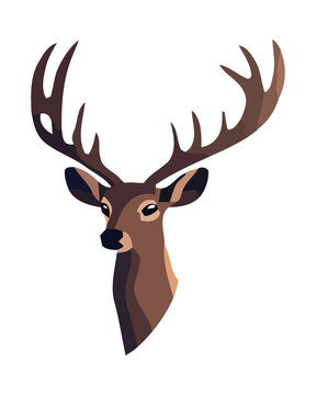 Cute deer with horns icon