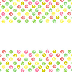 Hand drawn colorful watercolor beads frame. Isolated on white. Can be used for cards, invitations, label.