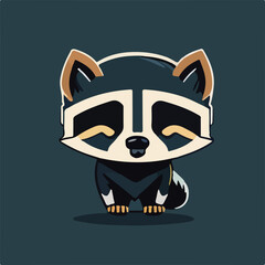 Cute Racoon Vector Logo Icon Sports Mascot flat vector illustration