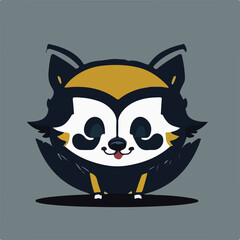 Cute Racoon Vector Logo Icon Sports Mascot flat vector illustration