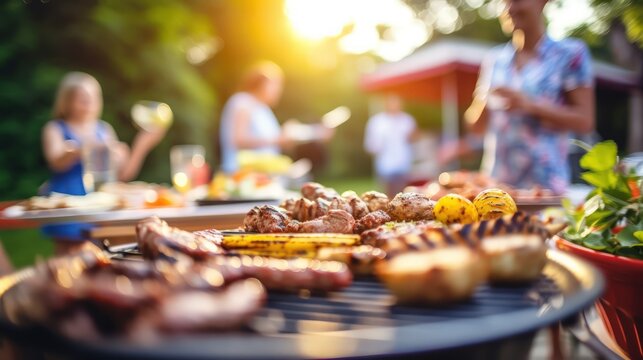 Barbecue party outdoors by Generative AI