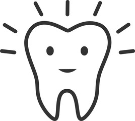 Obraz premium Healthy tooth icon. Clean tooth sign. Cavity free white teeth symbol. Line style. Icon Vector illustration. PNG, transparent.