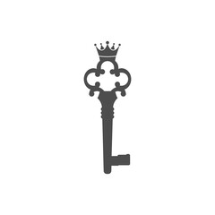Key with crown icon isolated on transparent background