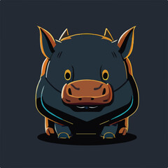 Cute Rhinoceros Vector Logo Icon Sports Mascot flat vector illustration