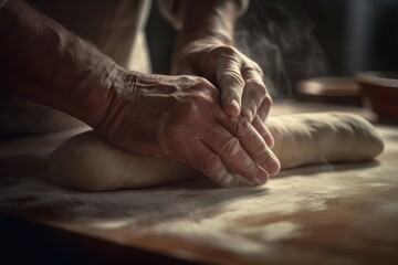 Close-Up of Baker Working with Dough Creating Culinary Masterpiece