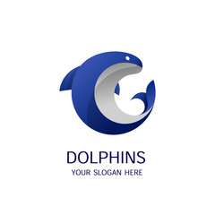 Dolphin Fish Gradient Company Logo Vector