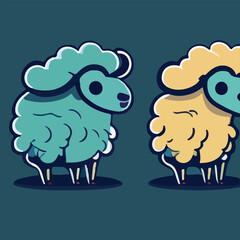 Cute Sheep Vector Logo Icon Sports Mascot flat vector illustration