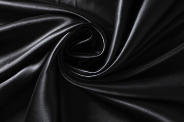 Background black twisted silk fabric,abstract texture satin fabric.