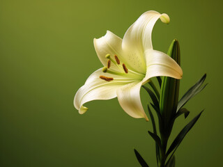 Easter lily flower in springtime on a green background
