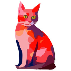 cat with a heart, illustration, abstract cat.