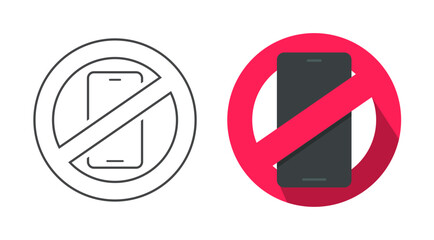No cell phone use sign icon vector graphics, forbidden prohibited cellphone smartphone are, mute silent turn off telephone zone line outline art symbol clipart pictogram image, stop call warning