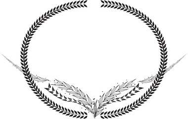 A laurel wreath. circular wreath. interlocking branches and leaves of the bay laurel 
