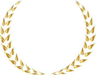 A laurel wreath. circular wreath. interlocking branches and leaves of the bay laurel 
