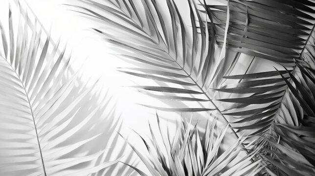 Textura de fundo do espa&ccedil;o em branco com sombras de folhas de palmeira