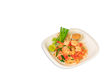 Pad Thai - stir-fried rice noodles with shrimp - Thai food style