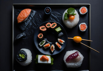 Sushi Delights: Authentic Japanese Cuisine - Delicias de Sushi: Auténtica Cocina Japonesa (generated with AI)