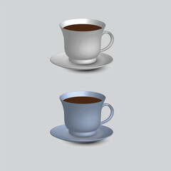 3d realistic vector isolated white cups of coffee, cappuccino, americano, espresso, mocha, latte, cocoa, blank white cup suitable for placing logo or text