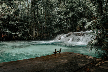 Cascading Beauty of Green Waterfall Amongst Lush Jungle in Jalapao