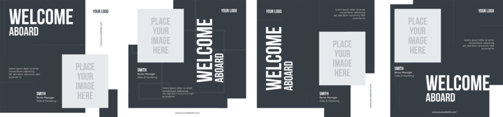 Welcome aboard social media template set