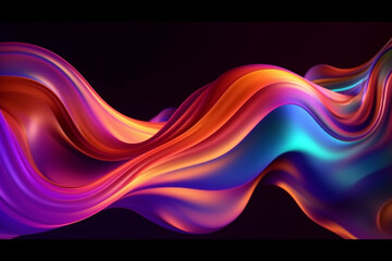 Abstract fluid background adorned with graceful wave-like shapes in enchanting shades of blue and purple. Ai generated