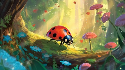 Fototapeta na wymiar lady bug in wildlife made with generative ai technology 