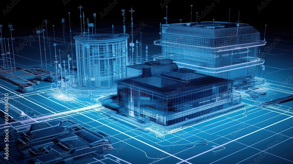 Aufkleber Architecture using BIM technology, generative ai