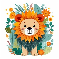 cute lion illustration for kids made with generative ai technology