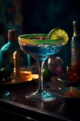 Margarita cocktail in the bar, created with generative AI