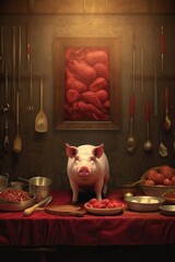 Humorous image with a pig, generative ai