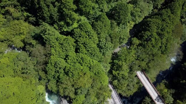 岐阜県中津川市、付知川の上流、高樽の滝。