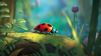 lady bug in wildlife made with generative ai technology