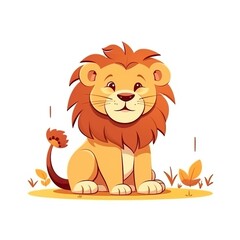 cute lion illustration for kids on white background made with generative ai technology